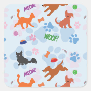 Puppies and Kittens Square Sticker