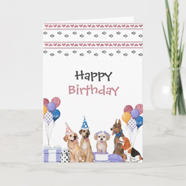 Puppies Birthday Party Card (Front)