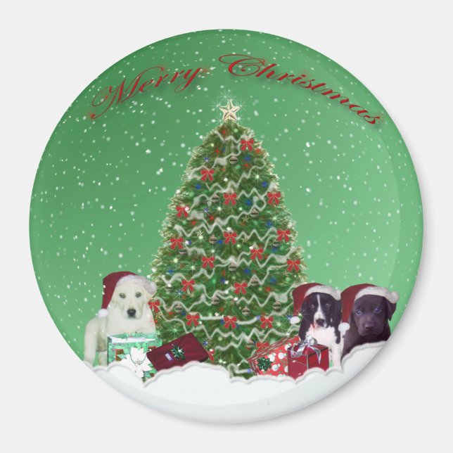 Puppies Christmas Day Magnet (Front)
