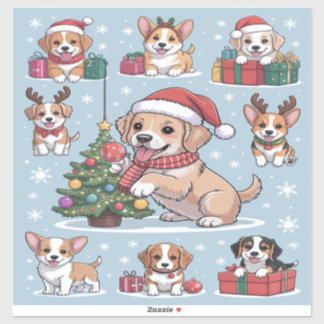 Puppies Christmas stickers