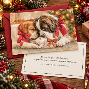 Puppies Dogs Kitten Love Christmas Holiday Card