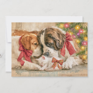 Puppies Dogs Kitten Love Christmas Holiday Card