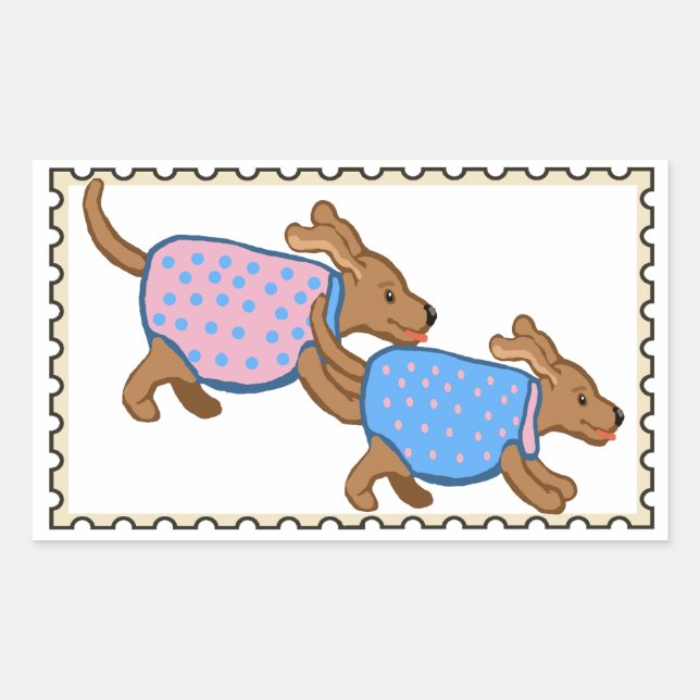 Puppies Fake stamp  Rectangular Sticker (Front)