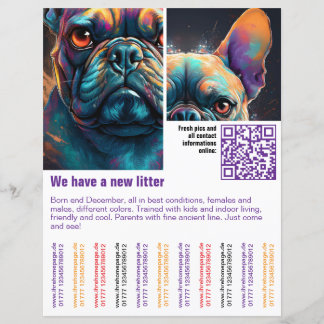 puppies for sale flyer template QR code