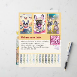 puppies for sale flyer with QR code orange