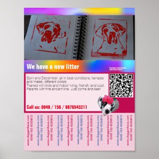 Puppies for sale flyer with QR code Poster
