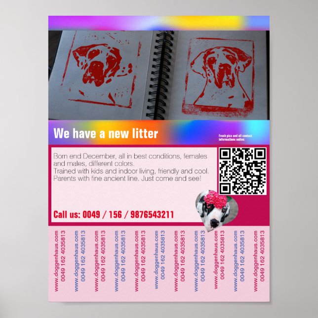 Puppies for sale flyer with QR code Poster (Front)
