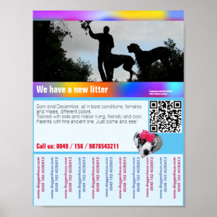 Puppies for sale flyer with QR code Poster