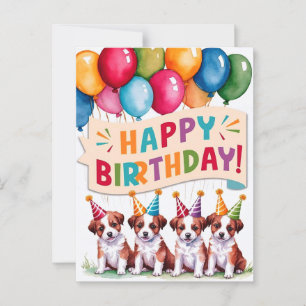 Puppies Happy Birthday  Postcard