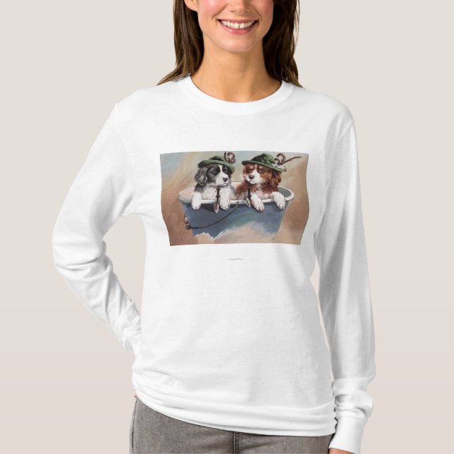 Puppies in Hats with Pipes T-Shirt (Front)