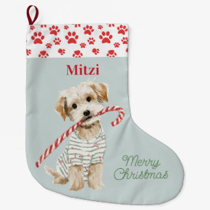 Puppies in Pajamas Dog Large Christmas Stocking