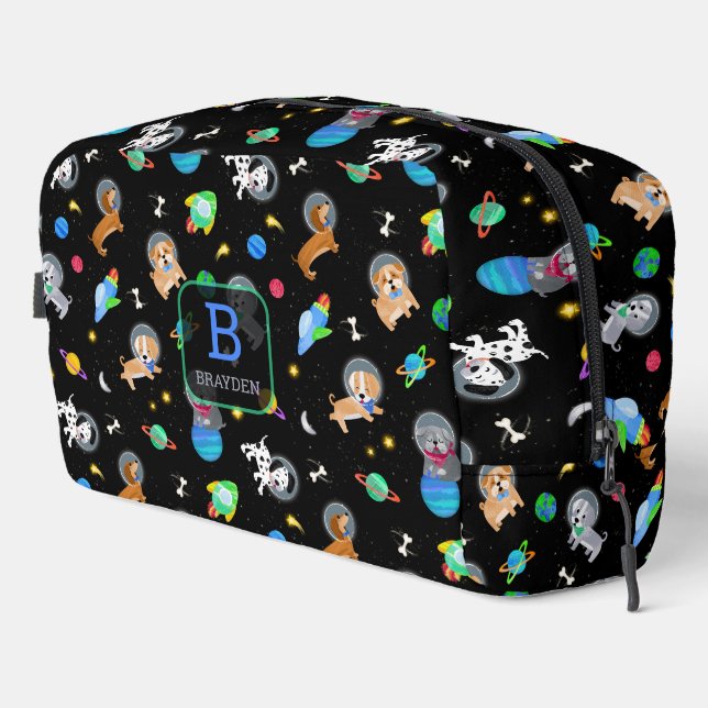 Puppies In Space Watercolor Dog Astronauts Dopp Kit (Right Corner)