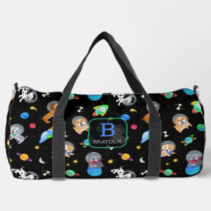 Puppies In Space Watercolor Dog Astronauts Duffle Bag
