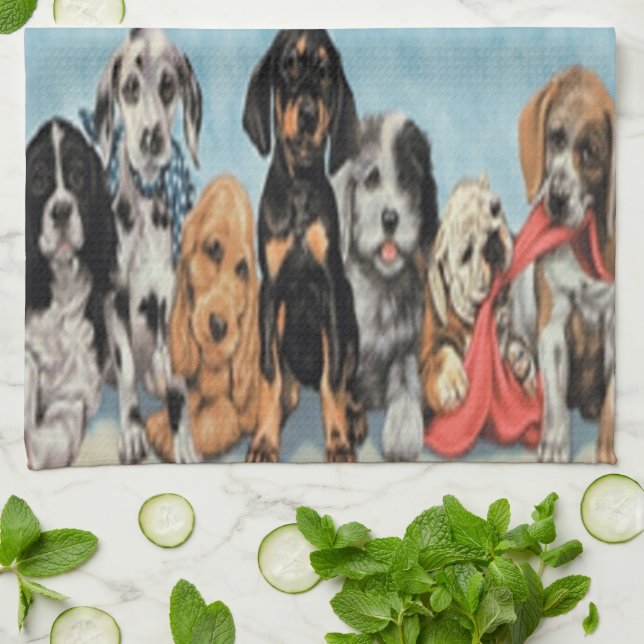 Puppies Kitchen Towel (Folded)