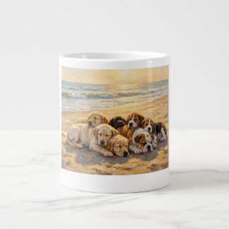 Puppies On The Beach T-shirt Large Coffee Mug