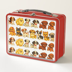 Puppies Pattern Metal Lunchbox