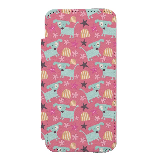 Puppies, Stars, and Flowers Incipio iPhone Wallet Case (Folio Front)