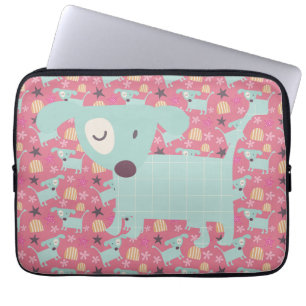 Puppies, Stars, and Flowers Laptop Sleeve