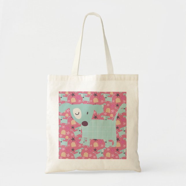 Puppies, Stars, and Flowers Tote Bag (Front)