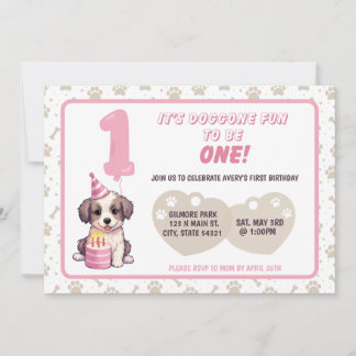 Puppy 1st Birthday Party Invitation