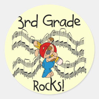 Puppy  3rd Grade Rocks Tshirts and Gifts Classic Round Sticker