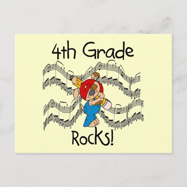 Puppy 4th  Grade Rocks Tshirts and Gifts Postcard (Front)