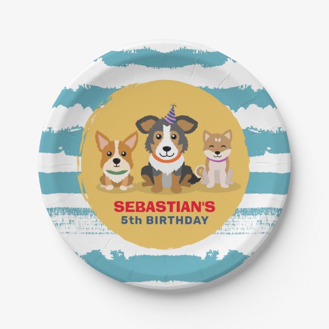 Puppy Aadoption Dog themed Birthday Party Paper Plate (Front)