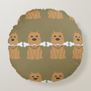 Puppy and Bone Pattern Round Cushion