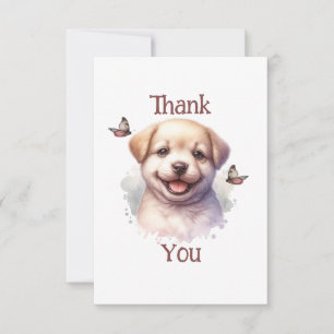 Puppy and Butterflies Thank You Card
