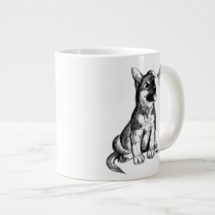 Puppy and Grasshopper Large Coffee Mug