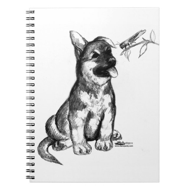 Puppy and Grasshopper Spiral Notebook (Front)