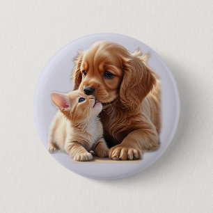 Puppy and Kitten 6 Cm Round Badge