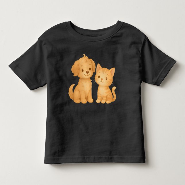 Puppy and Kitten Friends T-Shirt (Front)