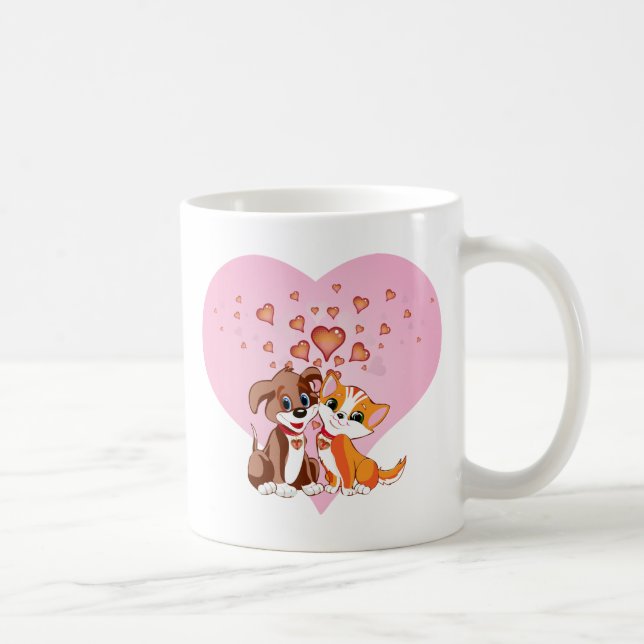 Puppy  and Kitten Hearts Coffee Mug (Right)