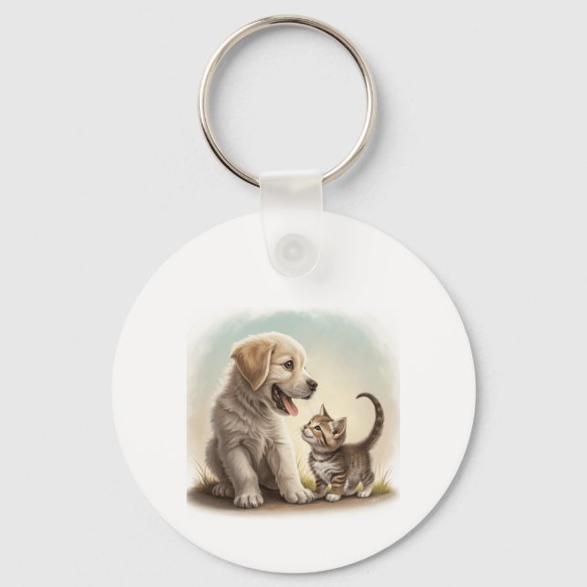 Puppy And Kitten Key Ring (Front)
