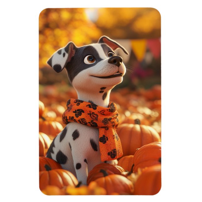Puppy and Pumpkins Magnet (Vertical)