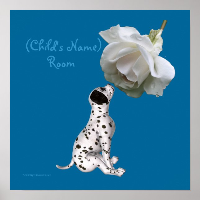 Puppy And Rose Kids Room Personalised Poster (Front)