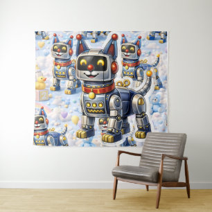 Puppy and whimsical toys nursery wall tapestry