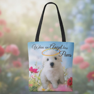 Puppy Angel Flat Card Tote Bag