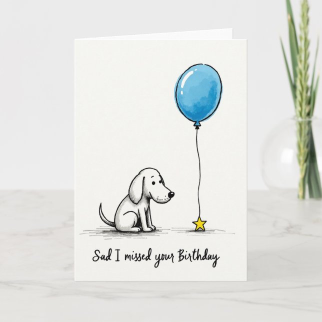 Puppy Balloon Birthday Card (Front)