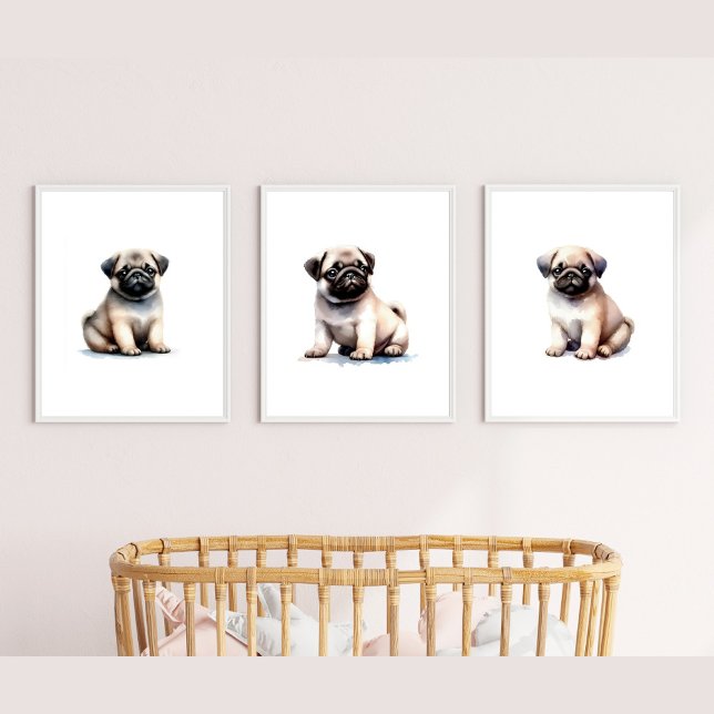 Puppy Bedroom Decor, Pug Dog Print, (Creator Uploaded)