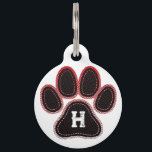 Puppy birth medal pet tag<br><div class="desc">Birth medal of your puppy,  medal with on face 1,  image of puppy paw pattern "engraving" black and red,  initial of the puppy you can customize and on face 2,  image of puppy paw and date of birth of your customizable puppy also.</div>