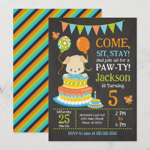 Puppy Birthday Invitation Boy Paw-ty Party