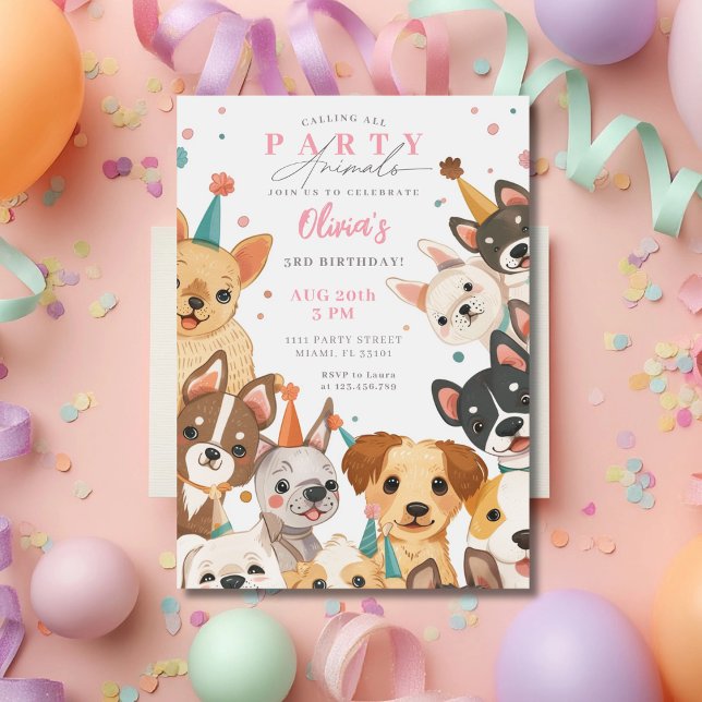 Puppy Birthday Invitation Dog Party Girl Birthday (Creator Uploaded)