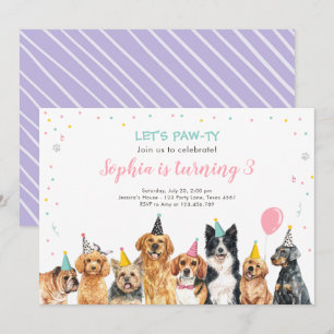 Puppy Birthday Invitation Dog Party Pawty Girl