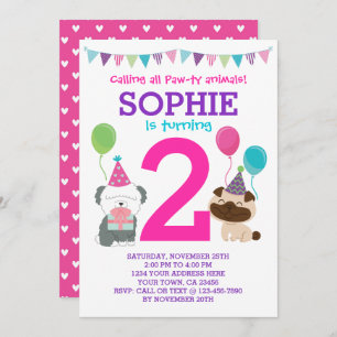 Puppy Birthday Invitation for girls