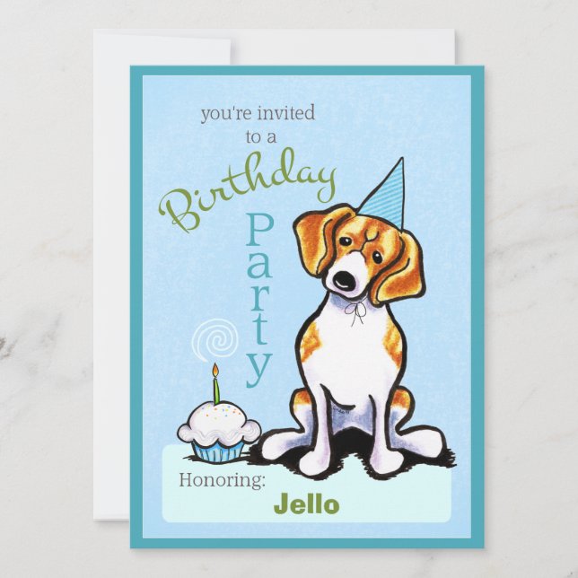 Puppy Birthday Party Beagle Boy Off-Leash Art™ Invitation (Front)