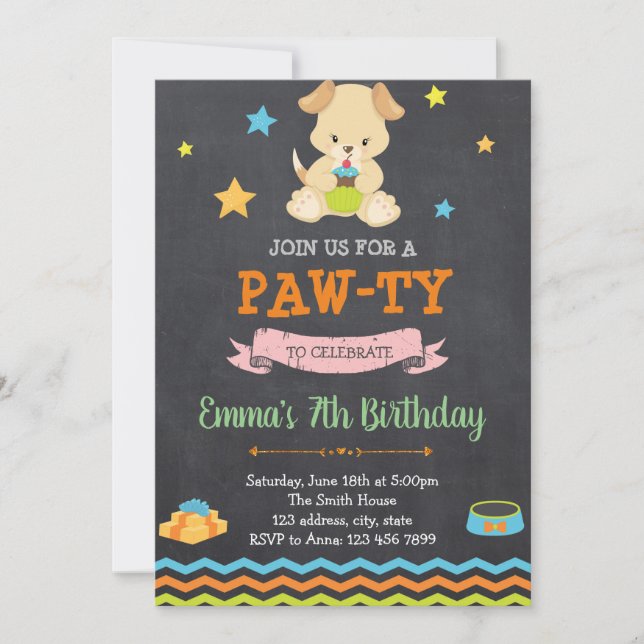 Puppy birthday party invitation (Front)