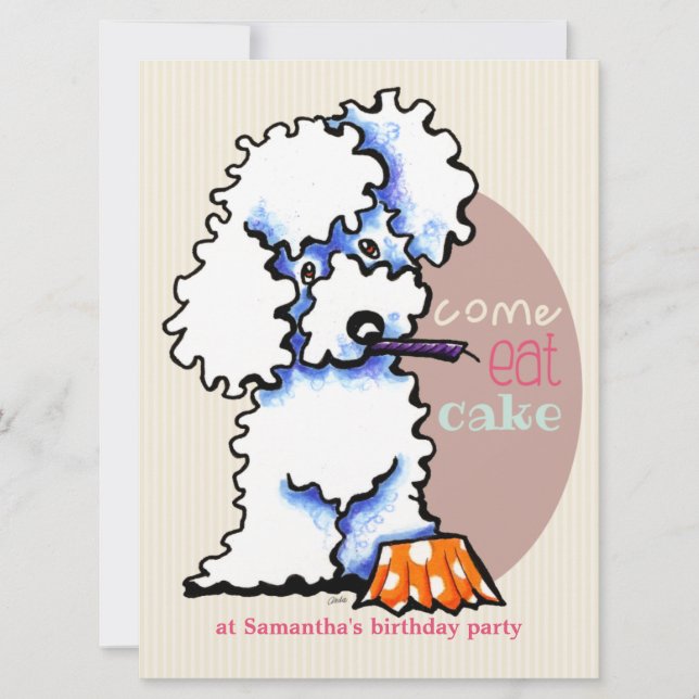 Puppy Birthday Party Poodle Girl Off-Leash Art™ Invitation (Front)