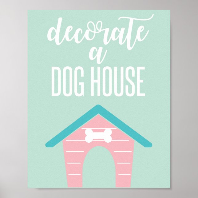 Puppy Birthday Party Sign Decorate a dog house (Front)